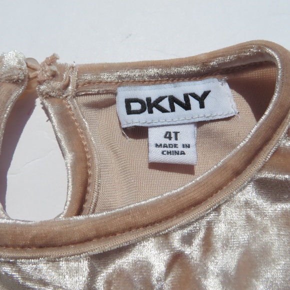 DKNY Girls 4T Dress Sequence Beige barely used - Picture 4 of 8